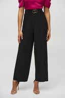 Joseph Ribkoff Black Pleated Silky Knit Wide-Leg Pants Style 244169