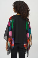 Joseph Ribkoff Black/Multi Chiffon Abstract Print Poncho Top Style 244174