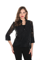 Frank Lyman Black Abstract Print Organza Swing Jacket Style 244176