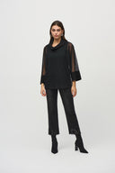 Joseph Ribkoff Black Dot Mesh Layered Tunic Style 244178