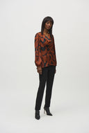 Joseph Ribkoff Black/Brown Abstract Print Layered Top Style 244181