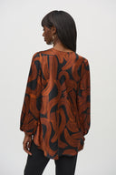 Joseph Ribkoff Black/Brown Abstract Print Layered Top Style 244181