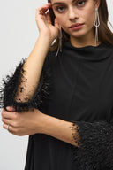 Joseph Ribkoff Black Trapeze Top with Novelty Cuffs Style 244195