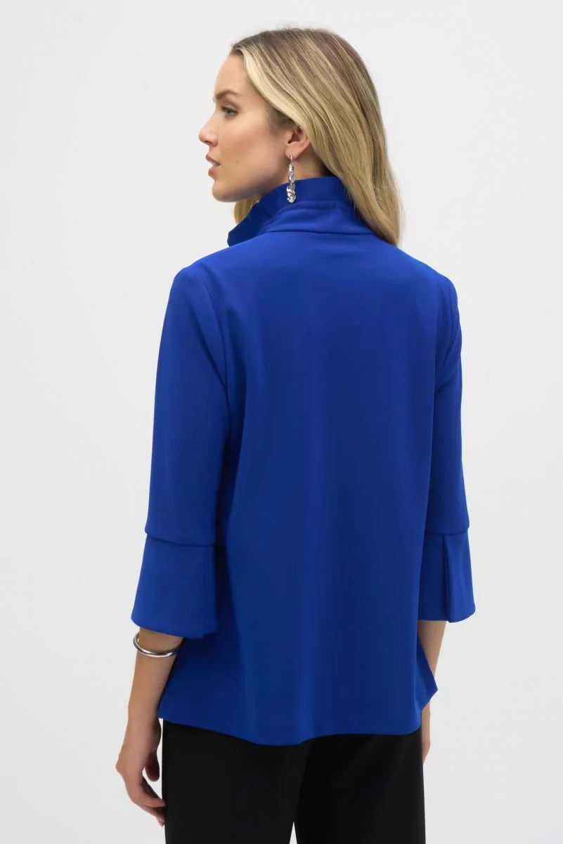 Joseph Ribkoff Royal Sapphire Shirred Collar Trapeze Jacket Style 244196