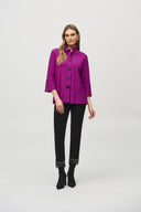 JOSEPH RIBKOFF EMPRESS SHIRRED COLLAR TRAPEZE JACKET STYLE 244196