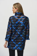 Joseph Ribkoff Black/Multi Satin and Organza Plaid Jacket Style 244198