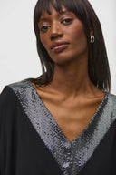 Joseph Ribkoff Black Boxy Top with Sequins Detail Style 244200