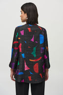 Joseph Ribkoff Black/Multi Abstract Print Trapeze Jacket Style 244230