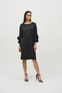 Joseph Ribkoff Satin Ruffle Sleeve Straight Dress Style 244235