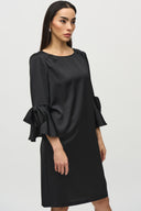 Joseph Ribkoff Satin Ruffle Sleeve Straight Dress Style 244235