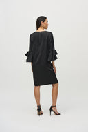 Joseph Ribkoff Satin Ruffle Sleeve Straight Dress Style 244235