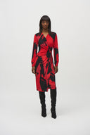 Joseph Ribkoff Black/Multi Abstract Print Wrap Dress Style 244238