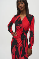 Joseph Ribkoff Black/Multi Abstract Print Wrap Dress Style 244238