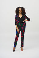 JOSEPH RIBKOFF BLACK/MULTI ABSTRACT PRINT STRAIGHT PANTS STYLE 244245