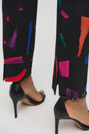 JOSEPH RIBKOFF BLACK/MULTI ABSTRACT PRINT STRAIGHT PANTS STYLE 244245