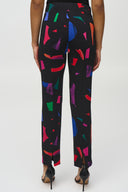 JOSEPH RIBKOFF BLACK/MULTI ABSTRACT PRINT STRAIGHT PANTS STYLE 244245