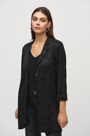 Joseph Ribkoff Black Animal Print Jacquard Long Blazer Style 244248