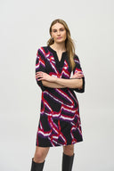 Joseph Ribkoff Black/Multi Abstract Print A-Line Dress Style 244249