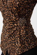 Joseph Ribkoff Beige/Black Animal Print Fitted Top Style 244251