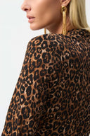 Joseph Ribkoff Beige/Black Animal Print Fitted Top Style 244251