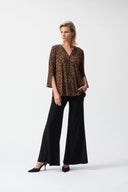 Joseph Ribkoff Beige/Black Animal Print Fit and Flare Tunic Style 244252