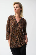 Joseph Ribkoff Beige/Black Animal Print Fit and Flare Tunic Style 244252