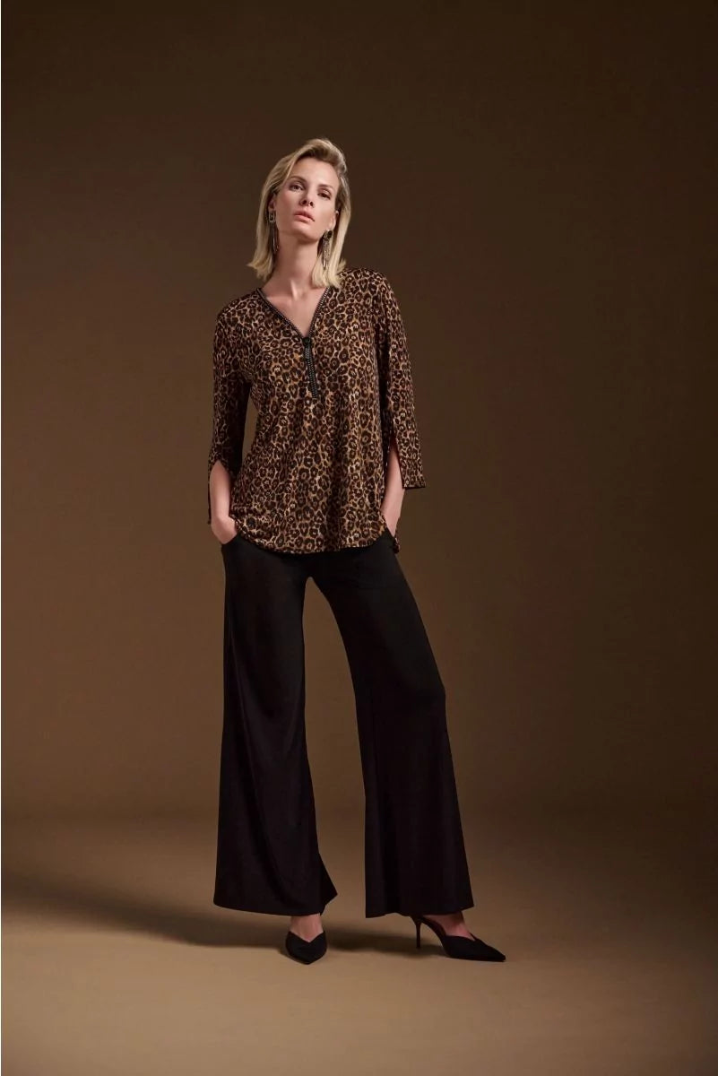 Joseph Ribkoff Beige/Black Animal Print Fit and Flare Tunic Style 244252