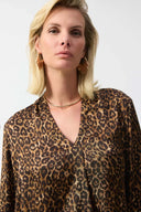 Joseph Ribkoff Beige/Black Satin Animal Print Top Style 244253