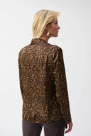 Joseph Ribkoff Beige/Black Satin Animal Print Top Style 244253