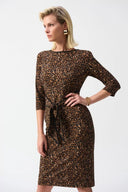 Joseph Ribkoff Beige/Black Animal Print Sheath Dress Style 244254