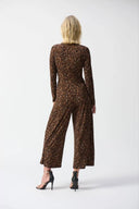 Joseph Ribkoff Beige/Black Animal Print Culotte Jumpsuit Style 244255