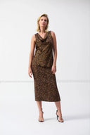 Joseph Ribkoff Beige/Black Sleeveless Animal Print Top Style 244258