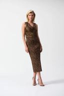 Joseph Ribkoff Beige/Black Sleeveless Animal Print Top Style 244258