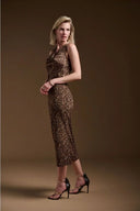 Joseph Ribkoff Beige/Black Sleeveless Animal Print Top Style 244258