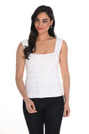 Frank Lyman Off-White Cami with Rhinestones and Pearls Style 244604U