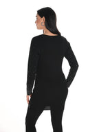 FRANK LYMAN BLACK SWEATER KNIT TUNIC WITH STUDS STYLE 244622U