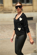 FRANK LYMAN BLACK CARDIGAN WITH HEART MOTIFS STYLE 244624U