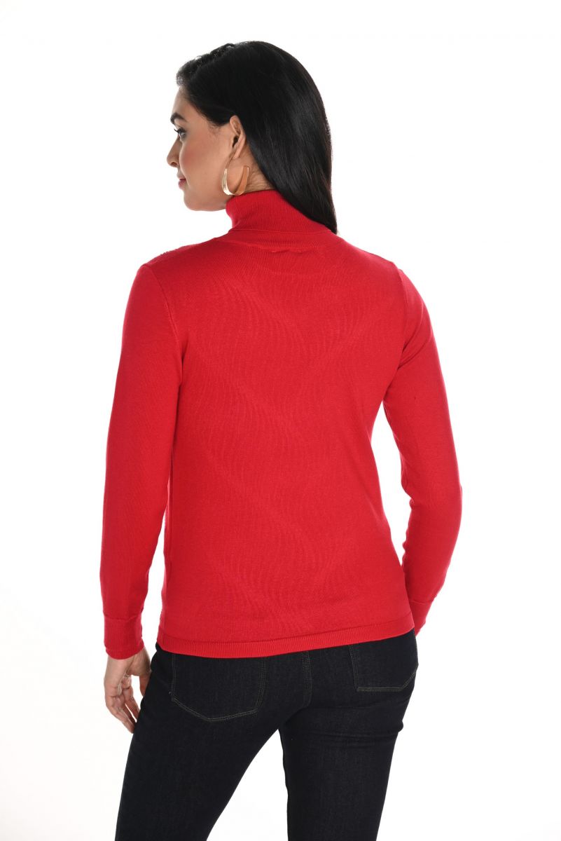 FRANK LYMAN RED HIGH NECK ABSTRACT SWEATER TOP STYLE 244653U