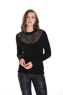 FRANK LYMAN BLACK STRIPED CREW NECK SWEATER TOP STYLE 244658U