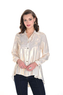 FRANK LYMAN LIGHT GOLD HIGH-LOW BLOUSE STYLE 244659U