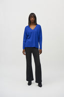 Joseph Ribkoff Royal Sapphire Sweater Knit V-Neck Pullover Style 244923