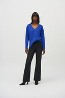 Joseph Ribkoff Royal Sapphire Sweater Knit V-Neck Pullover Style 244923