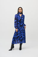 Joseph Ribkoff Royal Sapphire/Multi Abstract Print Midi Dress Style 244924