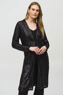 Joseph Ribkoff Black Sequined Knit Cover-Up Style 244925