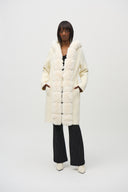 JOSEPH RIBKOFF VANILLA FAUX FUR HOODED COAT STYLE 244929