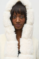 JOSEPH RIBKOFF VANILLA FAUX FUR HOODED COAT STYLE 244929