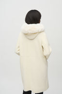 JOSEPH RIBKOFF VANILLA FAUX FUR HOODED COAT STYLE 244929