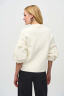 JOSEPH RIBKOFF VANILLA SWEATER KNIT PUFF SLEEVE JACKET STYLE 244931