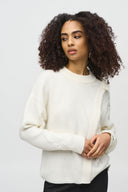 Joseph Ribkoff Vanilla Sweater Knit Pullover with Open-Shoulder Style 244937