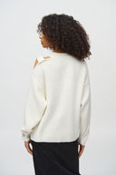 Joseph Ribkoff Vanilla Sweater Knit Pullover with Open-Shoulder Style 244937